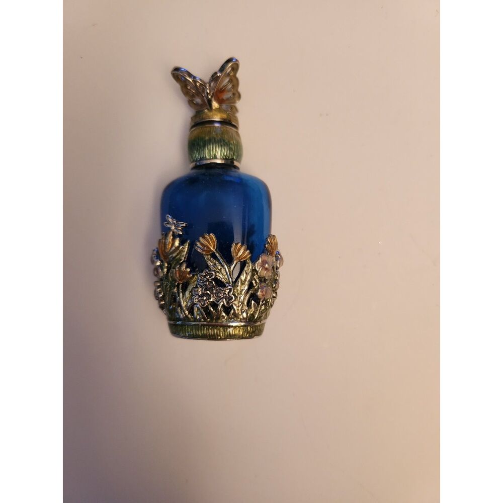 Vintage 1980's Monet Enamel Perfume Bottle With Butterfly Dropper B19